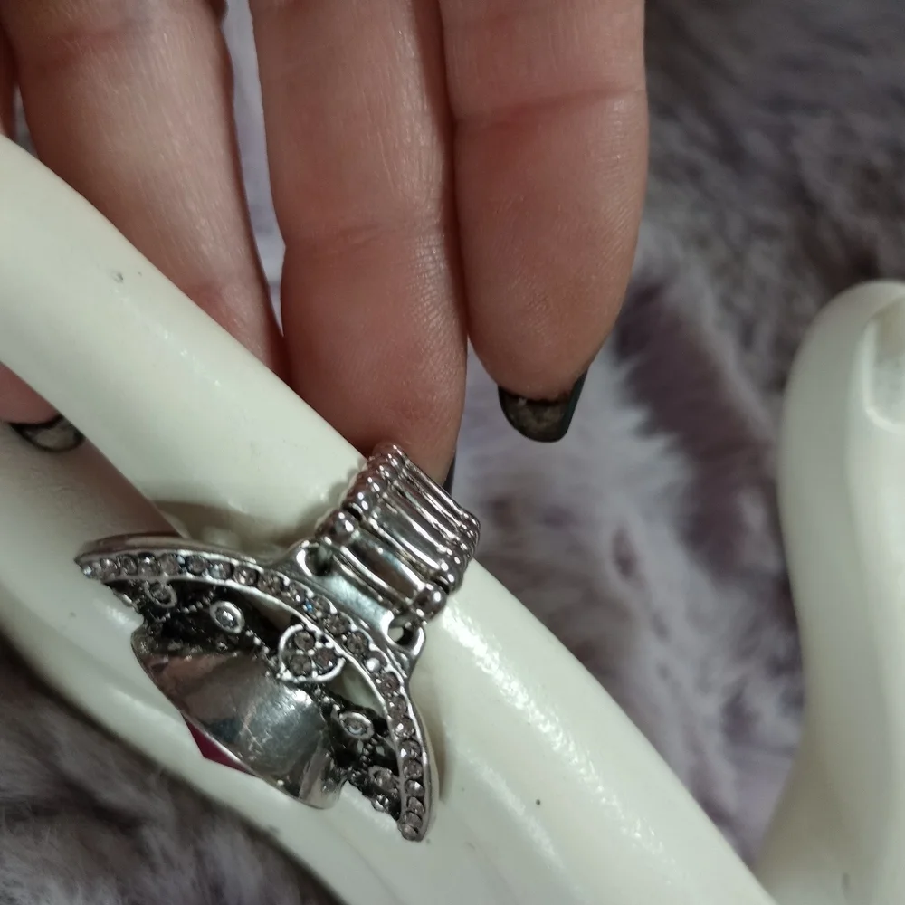 Blessed by Sparkles Silver Pink Adjustable Rings Set